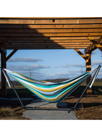 Vivereeurope Hängematte mit Gestell in Anthrazit/ Grün/ Blau - (B)250 x (H)104 x (T)109 cm