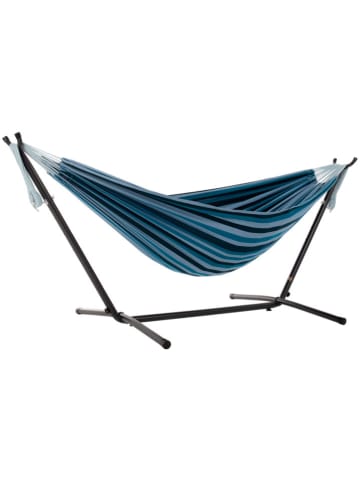 Vivereeurope Hangmat met frame antraciet/blauw - (B)250 x (H)104 x (D)109 cm