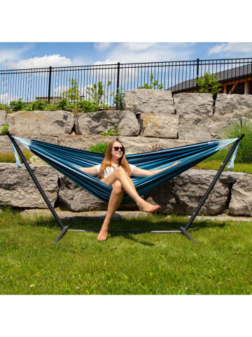 Vivereeurope Hängematte mit Gestell in Anthrazit/ Blau - (B)250 x (H)104 x (T)109 cm