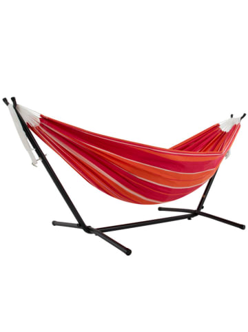 Vivereeurope Hangmat met frame antraciet/rood - (B)250 x (H)104 x (D)109 cm