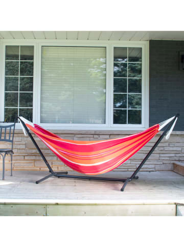 Vivereeurope Hangmat met frame antraciet/rood - (B)250 x (H)104 x (D)109 cm