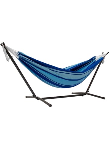 Vivereeurope Hamak ze stelażem w kolorze antracytowo-niebieskim - 250 x 104 x 109 cm