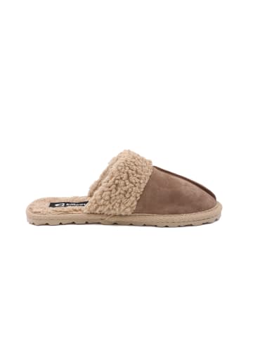 billowy Leder-Hausschuhe in Beige