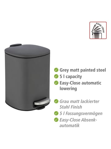 Wenko Treteimer "Alassio" in Anthrazit - 5 l