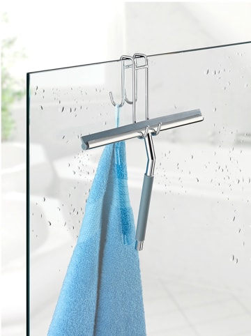 Wenko Douchewisser "Cave" zilverkleurig/lichtblauw - (B)26 x (H)21,5 x (D)3 cm