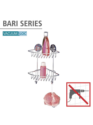 Wenko Duschregal "Vacuum-Loc Bari" in Silber - (B)22,5 x (H)29,5 x (T)16 cm