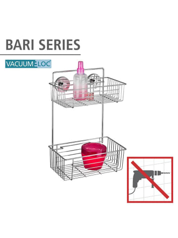 Wenko Doucherek "Vacuum-Loc Bari" zilverkleurig - (B)26 x (H)38 x (D)17 cm