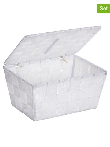 Wenko 2er-Set: Aufbewahrungsboxen ''Adria'' in Weiß - (B)19 x (H)10 x (T)14 cm