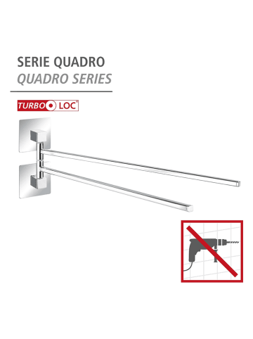 Wenko Roestvrijstalen handdoekhouder "Vacuum-loc" - (B)40 x (H)14,5 x (D)6,5 cm