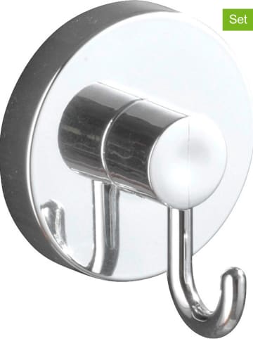 Wenko 2er-Set: Wandhaken "Vacuum-Loc" in Chrom - (B)6 x (H)7 cm