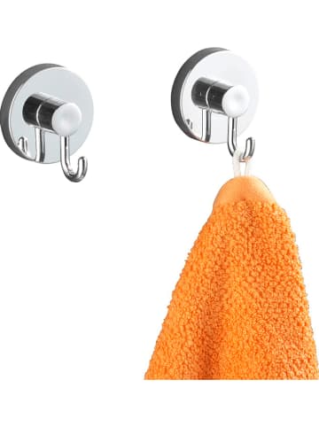 Wenko 2-delige set: wandhaken "Vacuum-Loc" chroom - (B)6 x (H)7 cm