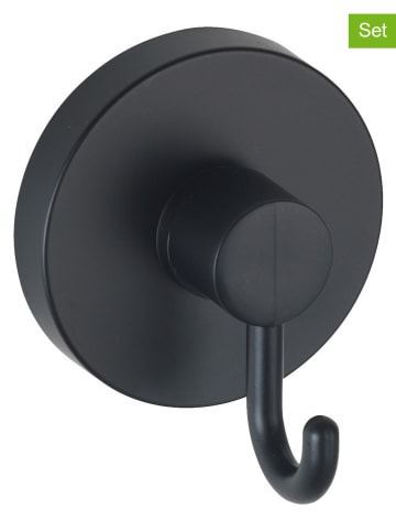 Wenko 2er-Set: Wandhaken "Vacuum-Lok" in Schwarz - Ø 6,5 cm