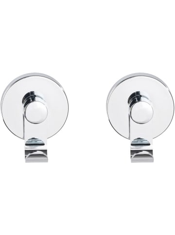 Wenko 2er-Set: Wandhaken in Silber - Ø 7 cm