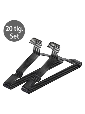 Wenko 20-delige set: kledinghangers zwart - (B)40,5 cm