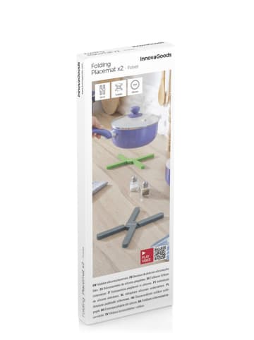 InnovaGoods 2-delige set: onderzetters grijs/groen - Ø 20 cm