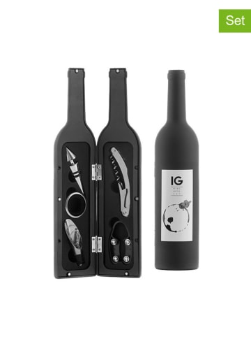 InnovaGoods 6tlg. Wein-Zubehör-Set in Silber/ Schwarz