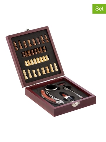 InnovaGoods 37tlg. Wein-Zubehör- & Schach-Set in Braun/ Weiß