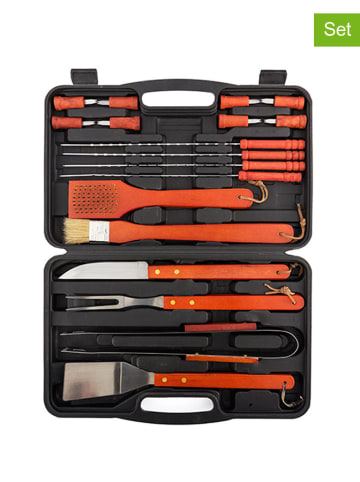 InnovaGoods 18tlg. Set: Grillkoffer in Schwarz/ Orange