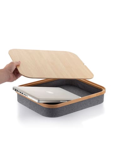 InnovaGoods Przenośny stolik w kolorze jasnobrązowo-szarym pod laptopa - 40,5 x 33 x 7 cm