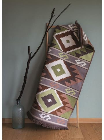 Bigghome Kurzflor-Teppich ''SA1583B'' in Braun/ Rot/ Grün