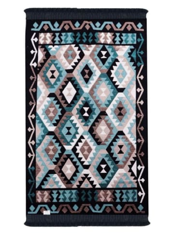 Bigghome Kurzflor-Teppich ''SA1818A'' in Schwarz/ Türkis/ Beige