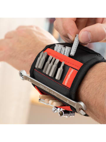 InnovaGoods Magnetisches Heimwerkerarmband in Schwarz/ Rot