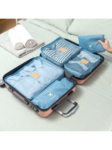InnovaGoods 6-delige kofferorganizerset blauw