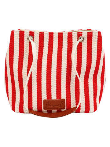 Anemoss Henkeltasche in Rot/ Weiß - (B)23,4 x (H)21,8 x (T)11,9 cm