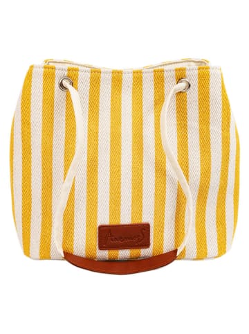 Anemoss Henkeltasche in Gelb/ Weiß - (B)23,4 x (H)21,8 x (T)11,9 cm