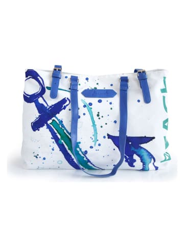 Anemoss Torba plażowa "Anchor" w kolorze biało-niebieskim - 27,9 x 50,8 cm