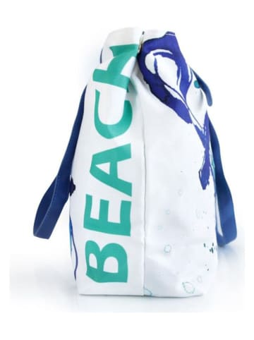 Anemoss Strandtasche ''Anchor'' in Weiß/ Blau - (L)27,9 x (B)50,8 cm
