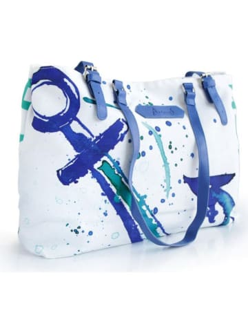 Anemoss Torba plażowa "Anchor" w kolorze biało-niebieskim - 27,9 x 50,8 cm