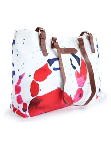 Anemoss Strandtasche ''Crab'' in Weiß/ Rot/ Blau - (L)27,9 x (B)50,8 cm