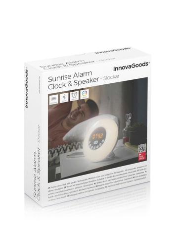 InnovaGoods Aufladbarer Sonnenaufgangswecker mit Lautsprecher in Weiß - Ø 16 cm