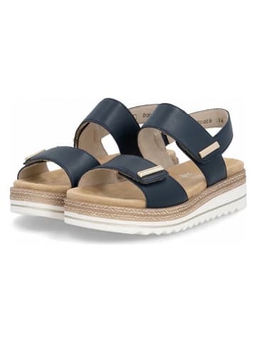 remonte Leder-Keilsandaletten in Dunkelblau