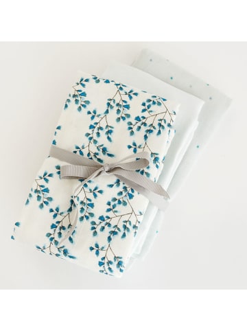 Cam Cam Copenhagen 2-delige set: Mousseline spuugdoekjes crème/blauw