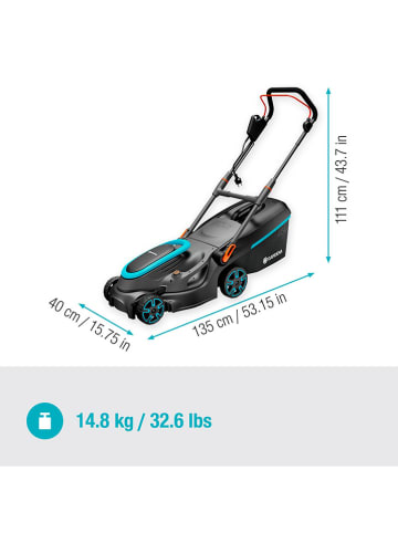 Gardena Kosiarka elektryczna "PowerMax 37/1800 G2" w kolorze czarnym