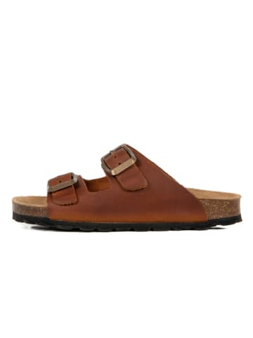 BABUNKERS Family Leren slippers cognackleurig