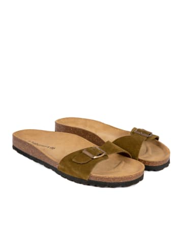 BABUNKERS Family Skórzane klapki w kolorze zielonym