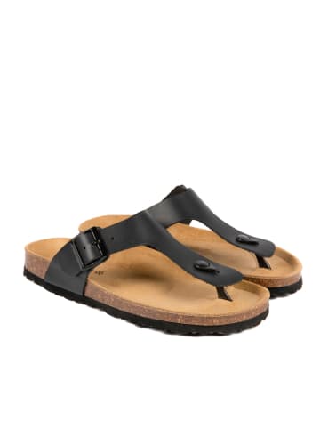 BABUNKERS Family Leren teenslippers zwart