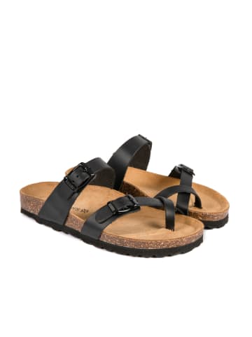 BABUNKERS Family Leren teenslippers zwart