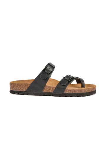 BABUNKERS Family Leren teenslippers zwart