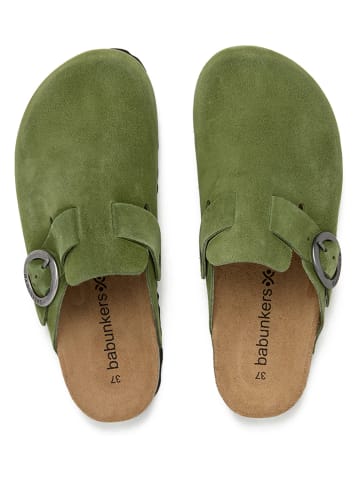 BABUNKERS Family Leder-Clogs in Grün
