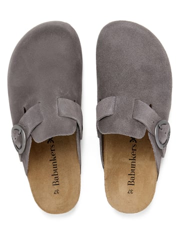 BABUNKERS Family Leren clogs grijs
