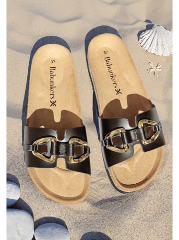 BABUNKERS Family Leren slippers zwart