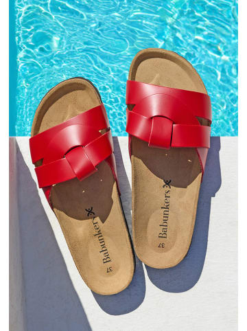 BABUNKERS Family Leder-Pantoletten in Rot