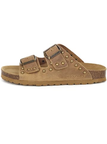 BABUNKERS Family Leren slippers lichtbruin