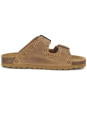 BABUNKERS Family Leder-Pantoletten in Hellbraun