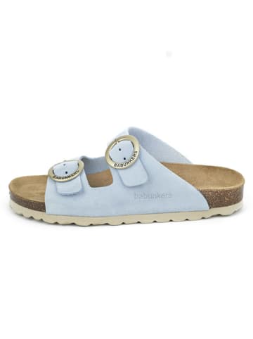 BABUNKERS Family Leder-Pantoletten in Hellblau
