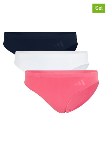 adidas 3er-Set: Slips in Pink/ Weiß/ Dunkelblau